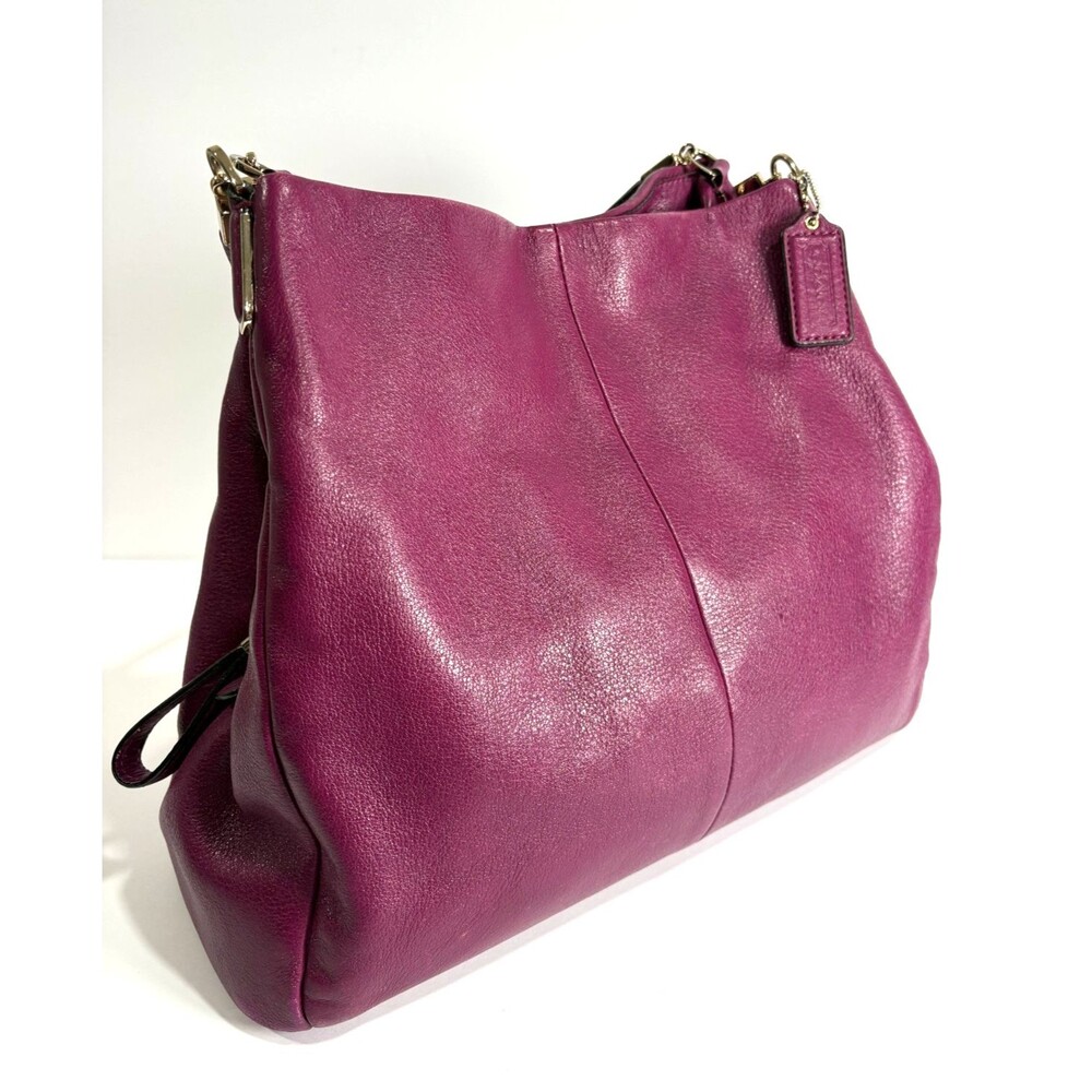 Coach Madison Phoebe Hot Pink Fuchsia Pebbled Leather Purse Bag - Picture 9 of 12